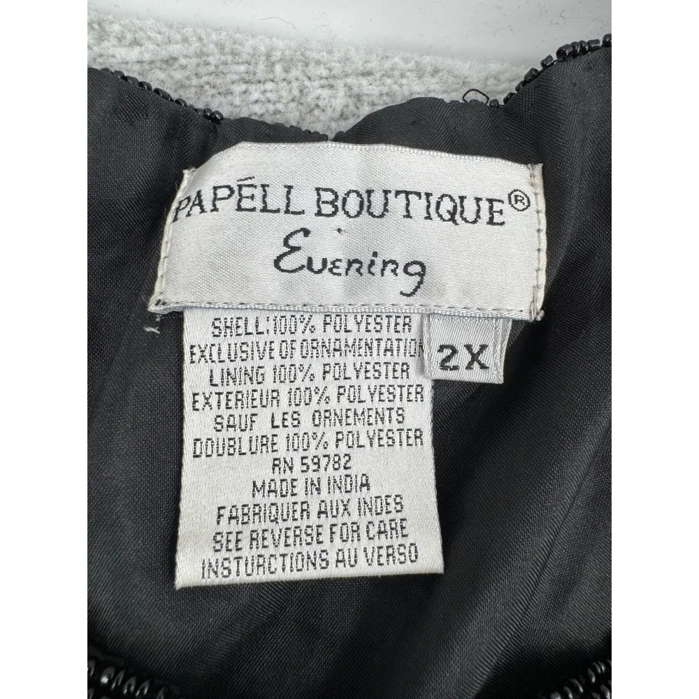 New Papell Boutique Evening Party Jacket Size 2X Black Fully Beaded Open Front